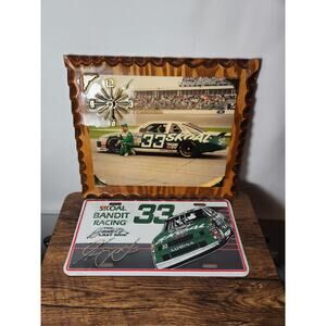 NOS Vintage Nascar Harry Gant/skoal Bandit #33 license plate and Clock